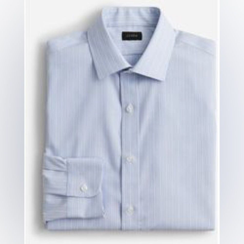J.Crew Bowery wrinkle-free stretch cotton shirt in Bay Eoe Stripe Blue (New)
